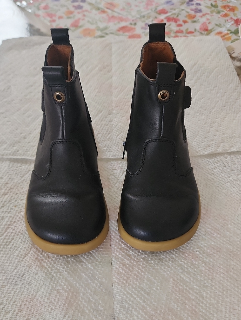 Bobux Black Leather Kids Chelsea Boots with Gum Sole